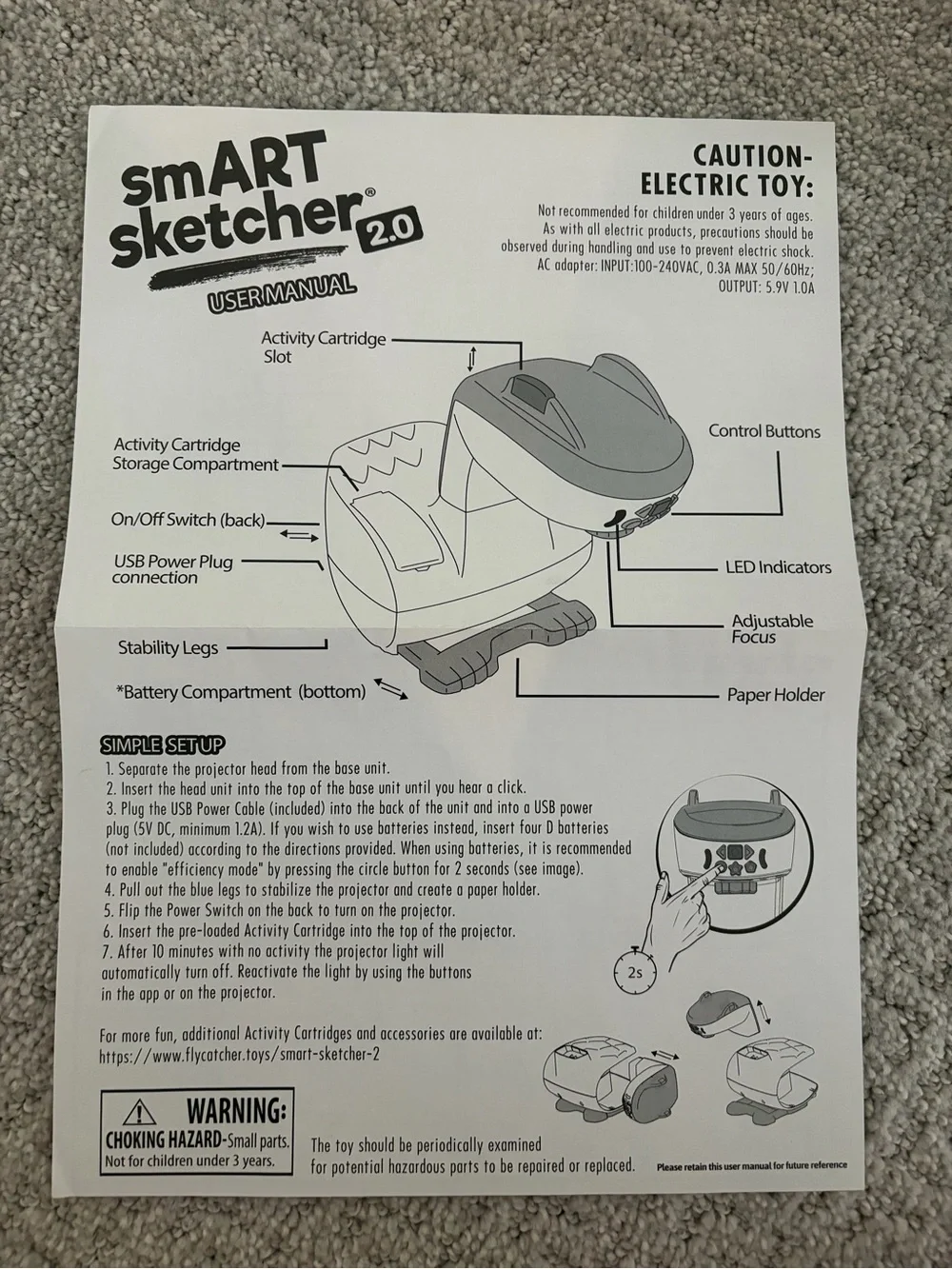 smART sketcher Blue & White Projector Drawing Toy